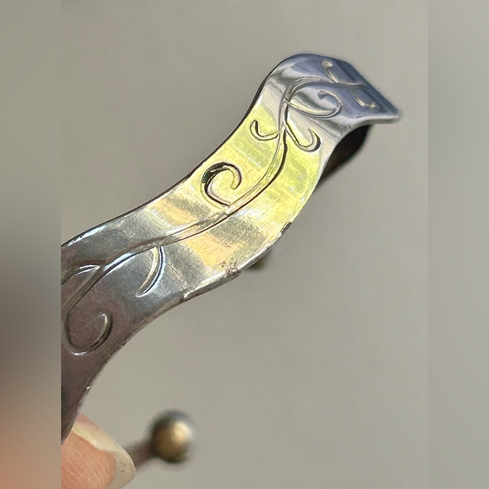 Engraved Silver Tone Adjustable Cuff Bracelet - image 5